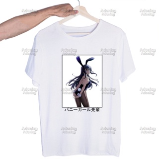 【พร้อมส่ง】เสื้อยืดคอกลม ผ้าฝ้าย พิมพ์ลายกระต่าย Mai Sakurajima Rascal Does Not Dream of Bunny สําหรับผู้ชาย และผู้หญิง