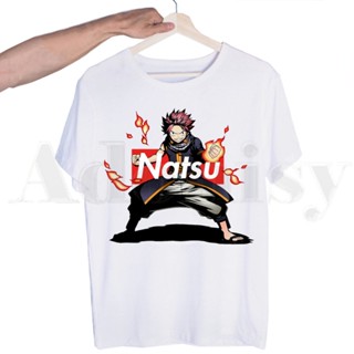 【พร้อมส่ง】เสื้อยืดแขนสั้น พิมพ์ลาย Fairy Tail Natsu Dragneel Lucy Heartfili Fairy Tail Ullzang สําหรับผู้ชาย