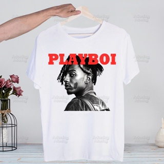 【พร้อมส่ง】เสื้อยืดคอกลม แบบนิ่ม พิมพ์ลาย Playboi Carti 90s Rapper สีแดง สําหรับผู้ชาย และผู้หญิง