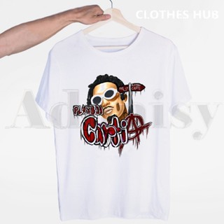 【พร้อมส่ง】เสื้อยืดแขนสั้น พิมพ์ลายการ์ตูน Playboi Carti Rapper สีขาว สไตล์ฮิปฮอป สําหรับผู้ชาย และผู้หญิง