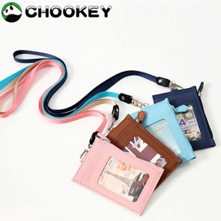 Chookey กระเป๋าใส่บัตร หนัง PU มีซิป คุณภาพสูง พร้อมสายคล้องคอ สําหรับนักเรียน