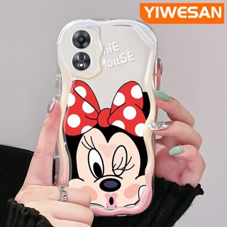 เคสโทรศัพท์มือถือ ซิลิโคนนุ่ม ใส กันกระแทก ลายการ์ตูนมินนี่เมาส์ คลื่นขอบครีม สําหรับ OPPO A58 5G A58X 5G A78 5G A1X 5G A55 5G A98 5G F23 5G A1 5G