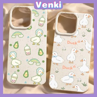 VENKI - เข้ากันได้สำหรับ เคสไอโฟน เคสไอโฟน11 เคส iphone 11กรณีเป็นมิตรกับสิ่งแวดล้อมย่อยสลายได้สีขาวกรณีกันกระแทกน่ารักเป็ดภาษาอังกฤษเข้ากันได้กับ iPhone 14 PRO MAX 13 PRO MAX 12 PRO MAX 11 XR XS 7Plus 8 PLUS