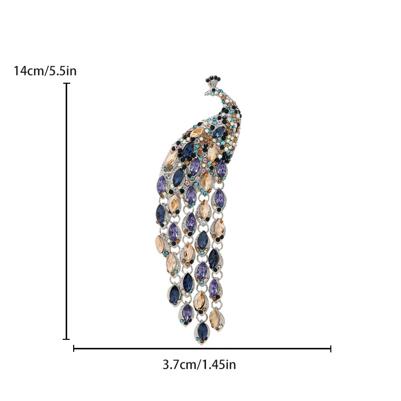 สวยหรู คริสตัล พลอยเทียม เพทาย นกยูง เข็มกลัด สําหรับผู้หญิง เข้างานเลี้ยง งานพรอม ชุดอุปกรณ์เข็มกลัดสัตว์ ยาว ขอบเข็มกลัด ผู้ชาย ชุดสูท หมุด พู่ หรูหรา เสื้อยกทรง - รูปที่ 3