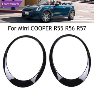 Lovetouch แหวนไฟหน้ารถยนต์ สีดํามันวาว สําหรับ Mini Cooper R55 R56 R57 R58 2007-2015 V2W7 2 ชิ้น