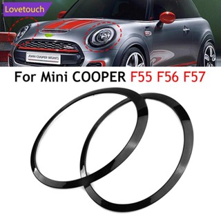 Lovetouch กรอบครอบไฟหน้ารถยนต์ สีดําเงา แบบเปลี่ยน สําหรับ MINI Cooper F55 F56 F57 03-18 J9Q2 2 ชิ้น