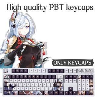 Genshin Impact Shenhe Keycaps ปุ่มกดคีย์บอร์ด 136 คีย์ PBT ลายอนิเมะ Cherry Profile PBT สีย้อม