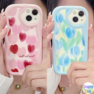 เคสโทรศัพท์มือถือ ขอบโค้ง ลายดอกทิวลิป สีแดง สีฟ้า สําหรับ Samsung Galaxy A02S A13 A14 A20S A30S A21S A03S A04S A22 A23 A24 A31 A32 A33 A34