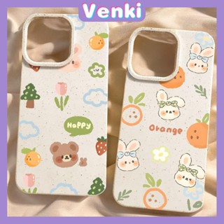 VENKI - เข้ากันได้สำหรับ เคสไอโฟน เคสไอโฟน11 เคส iphone 11 กรณีเป็นมิตรกับสิ่งแวดล้อมย่อยสลายได้สีขาวเคสกันกระแทกป้องกันหมีสีส้มน่ารักเข้ากันได้กับ iPhone 14 PRO MAX 13 PRO MAX 12 PRO MAX 11 XR XS 7Plus 8 PLUS