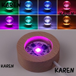 Karen ฐานโคมไฟกลางคืน LED ทรงกลม ชาร์จ USB พร้อมรีโมตคอนโทรล