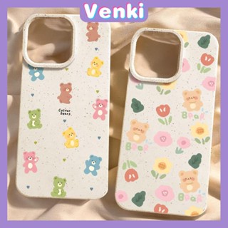 VENKI - เข้ากันได้สำหรับ เคสไอโฟน เคสไอโฟน11 เคส iphone 11กรณีเป็นมิตรกับสิ่งแวดล้อมย่อยสลายได้สีขาวเคสกันกระแทกป้องกันดอกไม้น่ารักหมีเข้ากันได้กับ iPhone 14 PRO MAX 13 PRO MAX 12 PRO MAX 11 XR XS 7Plus 8 PLUS