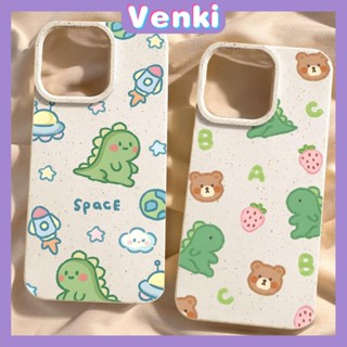 VENKI - เข้ากันได้สำหรับ เคสไอโฟน เคสไอโฟน11 เคส iphone 11กรณีเป็นมิตรกับสิ่งแวดล้อมย่อยสลายได้สีขาวเคสกันกระแทกป้องกันหมีไดโนเสาร์น่ารักเข้ากันได้กับ iPhone 14 PRO MAX 13 PRO MAX 12 PRO MAX 11 XR XS 7Plus 8 PLUS