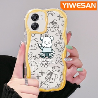 เคสโทรศัพท์มือถือ ซิลิโคนใส กันกระแทก ลายการ์ตูนหมี สีครีม แฟชั่น สําหรับ OPPO A57 2022 A77 2022 A57s A77E A77S