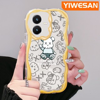 เคสโทรศัพท์มือถือ ซิลิโคนใส กันกระแทก ลายการ์ตูนหมี สีครีม สําหรับ VIVO Y22 Y22s