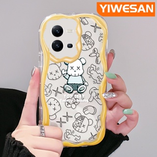 เคสโทรศัพท์มือถือ ซิลิโคนใส กันกระแทก ลายการ์ตูนหมี สีครีม สําหรับ VIVO V25 5G V25E X80 Lite V21E Y73 2020