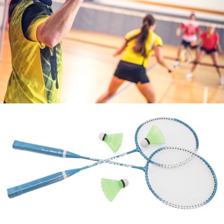 Sportswear Shop  ไม้แบดมินตัน 2 ผู้เล่น Super Light Less Air Resistance Sturdy Medium Rod เครื่องประดับ Blue Badminton Racquet Set