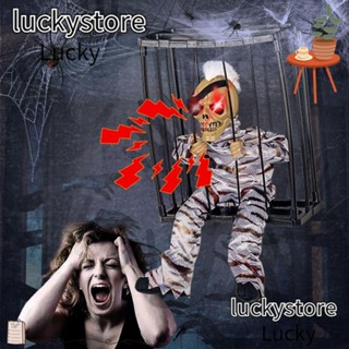 Lucky โมเดลหัวกะโหลกไฟฟ้า PP เรืองแสง เซนเซอร์ตรวจจับการเคลื่อนไหว สําหรับตกแต่งปาร์ตี้ฮาโลวีน