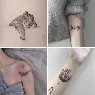 Hot Sale# mens and womens fresh moon cat whale ins style tattoo sticker cute student cartoon dark clavicle tattoo sticker 8cc