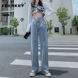 EOENKKY  กางเกงขายาว กางเกงยีสน์ผู้หญิง ทรงหลวม ๆ ตรง Retro Hip Hop Pants 2023 NEW Style  Unique fashion Chic ins A97L89L 36Z230909