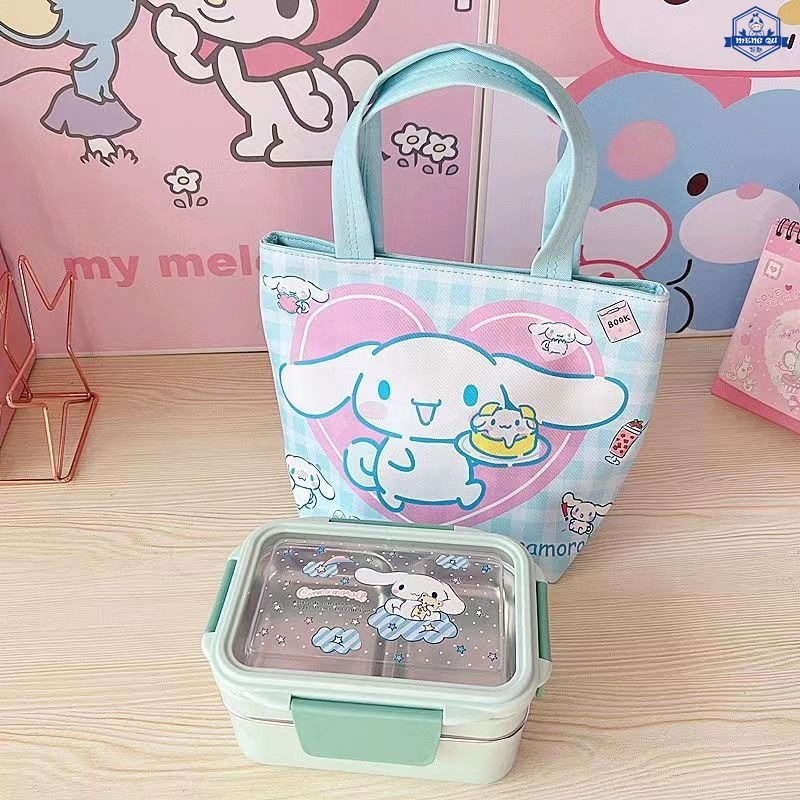 SANRIO กระเป๋าอาหารกลางวัน หนัง Pu กันน้ํา ลายการ์ตูนอนิเมะ My Melody Cinnamon Roll น่ารัก สีดํา สําหรับปิกนิก ราคา ถูกที่สุด ดีลบีเคเค แกลเลอรีภาพที่ 9
