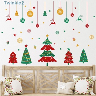 Twinkle สติกเกอร์วอลเปเปอร์ ลายคริสต์มาส มีกาวในตัว สําหรับตกแต่งบ้าน