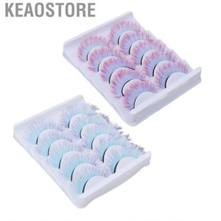 Keaostore 5pcs Colorful Eyelashes Dramatic Gradient Color False Fluffy 3D Curlin