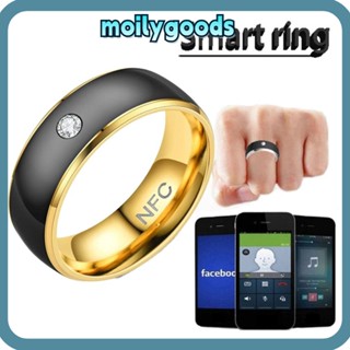 Moilyhd แหวนนิ้วดิจิทัล สเตนเลส สวมได้ เชื่อมต่อ NFC แหวนอัจฉริยะ กันน้ํา อัจฉริยะ มัลติฟังก์ชั่น NFC แหวนนิ้ว สําหรับผู้ชาย โทรศัพท์ Android