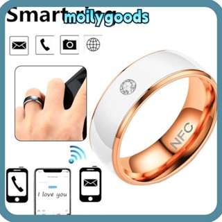 Moilyhd NFC แหวนนิ้วอัจฉริยะ สเตนเลส สวมนิ้ว ดิจิทัล การออกแบบพิเศษ สวมใส่เชื่อมต่อได้ กันน้ํา มัลติฟังก์ชั่น NFC แหวนนิ้ว สําหรับผู้ชาย โทรศัพท์ Android