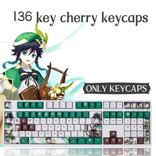 Genshin Impact Venti Keycaps 136 คีย์ PBT ลายอะนิเมะ Cherry Profile PBT สําหรับ MX Swith Mechanical