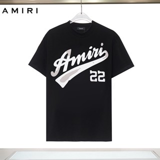 Amiri เสื้อยืดแขนสั้น ผ้าฝ้าย 100% พิมพ์ลายตัวเลข ทรงหลวม สไตล์อเมริกัน สําหรับผู้ชาย