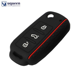 Uqueen เคสกุญแจรีโมตรถยนต์ ซิลิโคน 3 ปุ่ม อุปกรณ์เสริม สําหรับ VW Golf 4 5 6 7 Bora R1V2