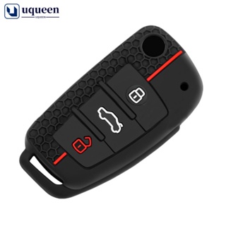 Uqueen เคสกุญแจรีโมตรถยนต์ ซิลิโคน 3 ปุ่ม อุปกรณ์เสริม สําหรับ Audi A1 A3 A6 C5 C6 Q3 Q2 Q7 R8 S3 S6 RS3 RS6 A4 B8S7