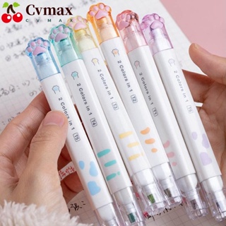 Cvmax ปากกามาร์กเกอร์ ปลายสิ่ว พลาสติก สุนทรีย์ ลายแมวน่ารัก สําหรับสํานักงาน 6 ชิ้น