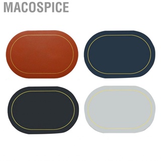 Macospice Home Bowl Placemat  Oil Proof Oval Dining  Mat Fashionable Decorative Leather 2Pcs Non Slip for Party Restaurant