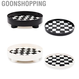 Goonshopping Organizer Tray  Exquisite Checkerboard Design Fashion Round Storage Durable Color Block for Fruit Bedroom