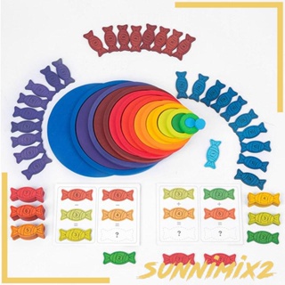 [Sunnimix2] ของเล่นบล็อกตัวต่อ Montessori Rainbow สําหรับเด็ก