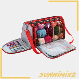 [Sunnimix2] กระเป๋าจัดเก็บเครื่องมือถักโครเชต์ ลายดอกกุหลาบ