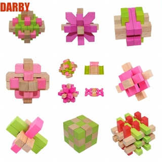 Darby จิ๊กซอว์ไม้ปริศนา รูปลูกบาศก์ Lu Ban Lock 3D หลากสีสัน สําหรับเด็กผู้ชาย