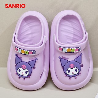 Sanrio รองเท้าแตะ พื้นนิ่ม กันลื่น น้ําหนักเบา เหมาะกับใส่ในบ้าน แฟชั่นฤดูร้อน สําหรับเด็กวัยหัดเดิน Kuromi