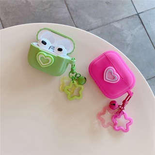 เคสหูฟังบลูทูธ ซิลิโคน ลายหัวใจ สีชมพู สําหรับ AirPods