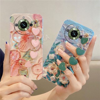 พร้อมส่ง เคสโทรศัพท์มือถือแบบนิ่ม ลายดอกไม้ หัวใจ พร้อมสายคล้องมือ แฟชั่น สําหรับ Realme 11 Pro 11Pro+ C51 C53 Realme11 NFC 5G 4G RealmeC51 2023