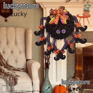 Lucky พวงหรีดผ้าฝ้าย รูปแม่มดน่ารัก หลายขา สําหรับตกแต่งบ้าน ประตูหน้าบ้าน ในร่ม กลางแจ้ง