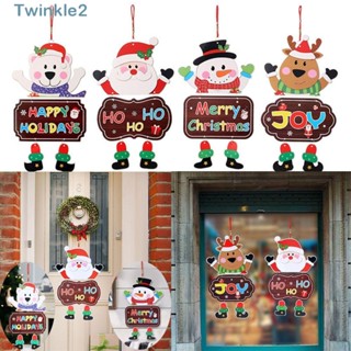 Twinkle เครื่องประดับกระดาษ ลายซานตาคลอส สโนว์แมน คริสต์มาส พร้อมเชือกเส้นเล็ก สําหรับตกแต่งประตู ของขวัญคริสต์มาส 2 ชิ้น