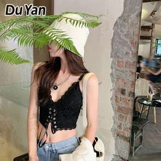 Du Yan เสื้อชั้นในลูกไม้ พร้อมแผ่นยางพารา ปรับได้ สําหรับผู้หญิง