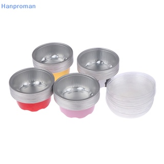 Hanproman&gt; ถ้วยฟอยล์อลูมิเนียม ทรงกลม ขนาด 50 มล. พร้อมฝาปิด สําหรับใส่คัพเค้ก 10 ชิ้น