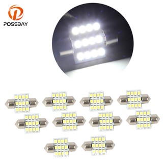 ขายดี หลอดไฟ LED 12SMD DC12V 31 มม. สําหรับติดป้ายทะเบียนรถยนต์ 10 ชิ้น