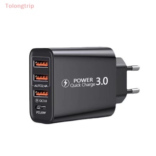 Tolongtrip&gt; อะแดปเตอร์ชาร์จโทรศัพท์มือถือ 3 Usb Type-C 1 ชิ้น