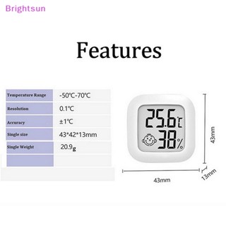 Brightsun เครื่องวัดอุณหภูมิความชื้น หน้าจอ LCD ดิจิทัล ขนาดเล็ก