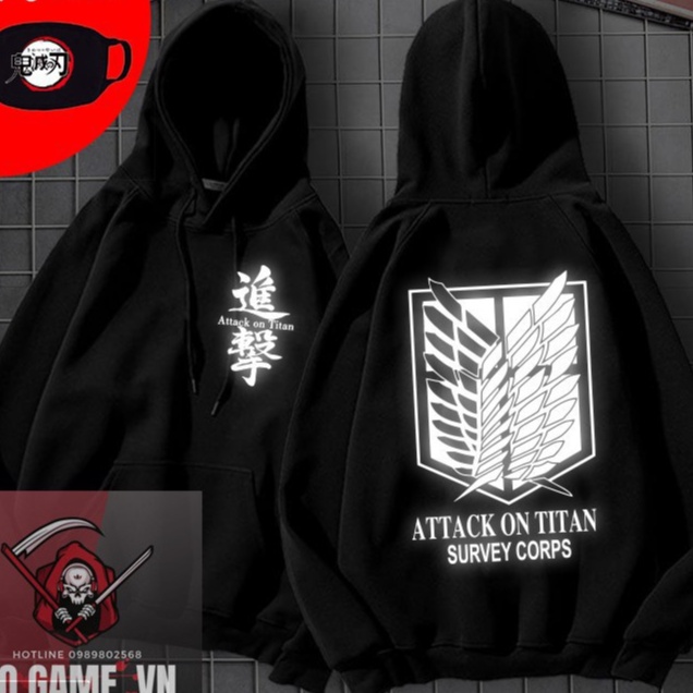 เสื้อฮู้ดสะท้อนแสง Attack on Titan เสื้อสะท้อนแสง Attack on Titan มีทุกไซส์ พิมพ์ตามคําขอ