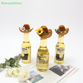 Newsandthen หมวกคาวบอย ผ้าสักหลาด ลายดอกทานตะวัน สําหรับตกแต่งขวดไวน์ ปาร์ตี้วันเกิด